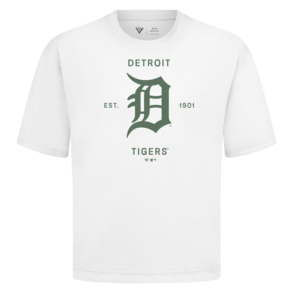 Detroit Tigers Levelwear Crossway Oversized Luxe Signature Knit T-Shirt | MLB For sale
