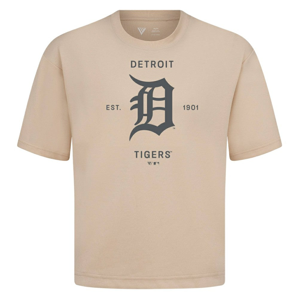 Detroit Tigers Levelwear Crossway Oversized Luxe Signature Knit T-Shirt | MLB Shop