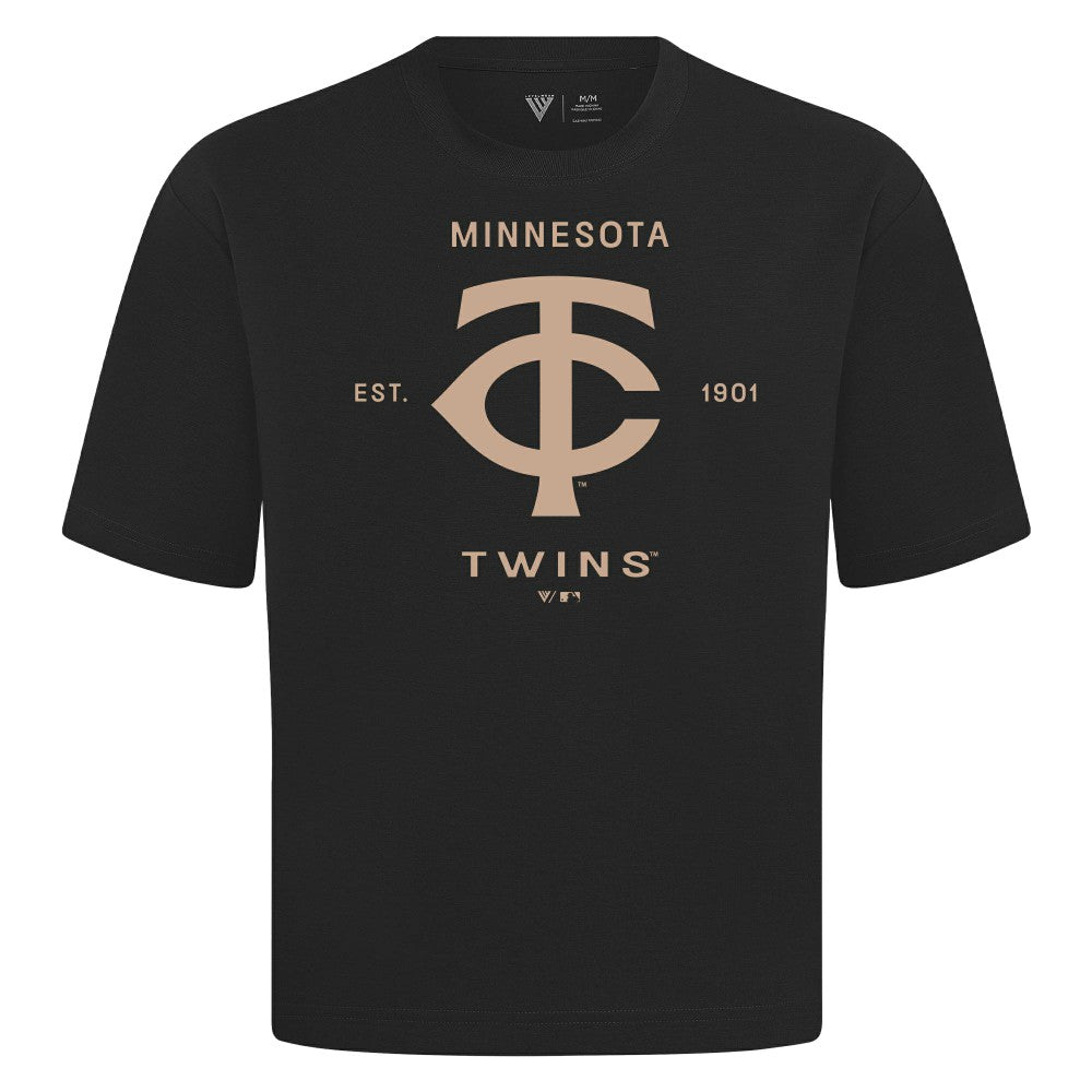 Minnesota Twins Levelwear Crossway Oversized Luxe Signature Knit T-Shirt | MLB On Sale