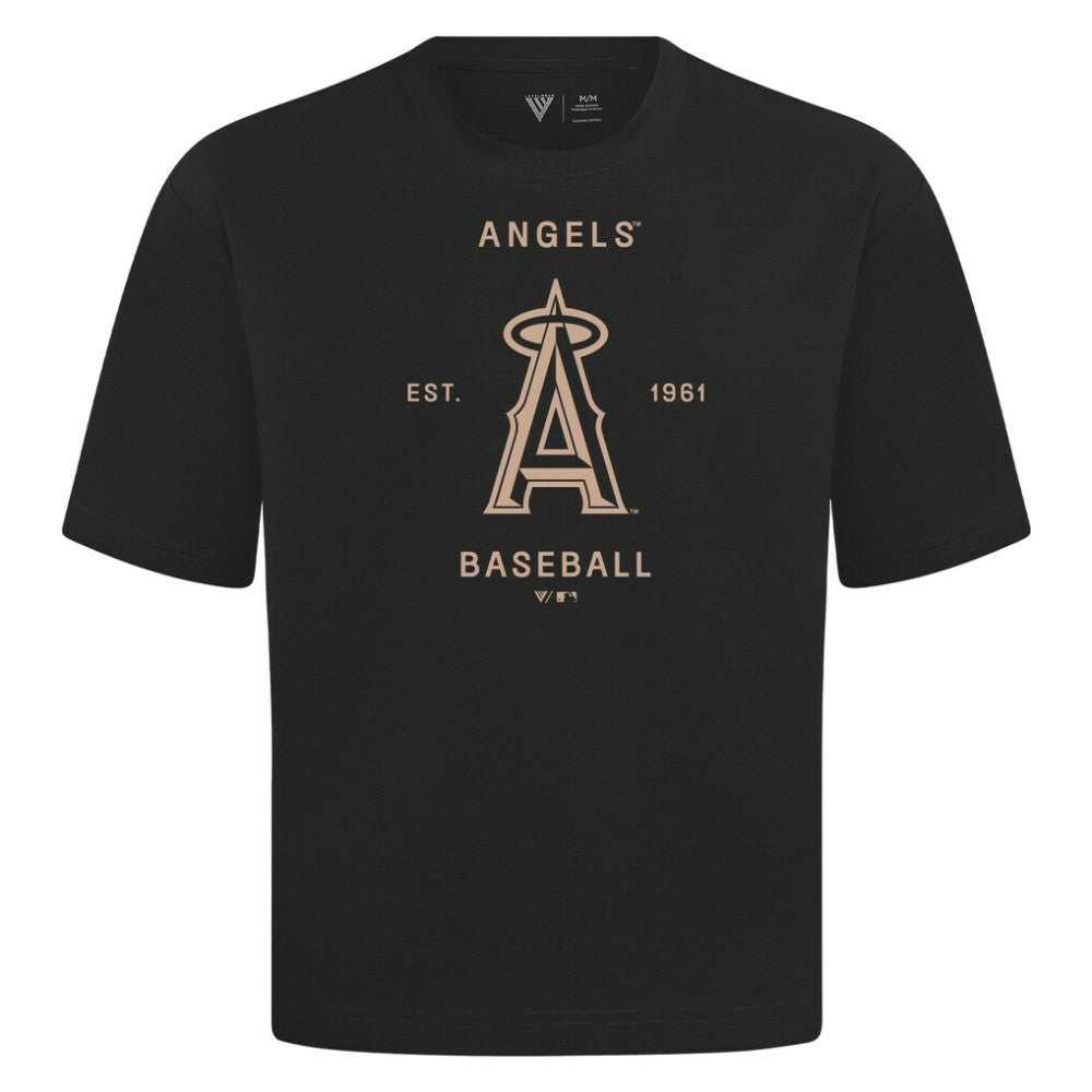 Los Angeles Angels Levelwear Crossway Oversized Luxe Signature Knit T-Shirt | MLB Outlet