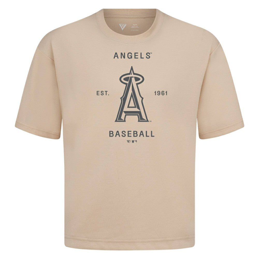 Los Angeles Angels Levelwear Crossway Oversized Luxe Signature Knit T-Shirt | MLB Shop