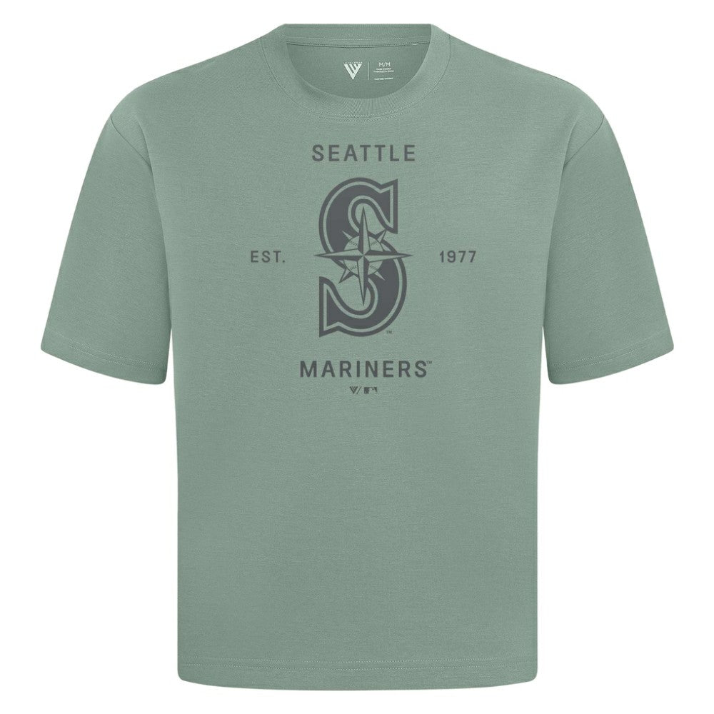 Seattle Mariners Levelwear Crossway Oversized Luxe Signature Knit T-Shirt | MLB For sale