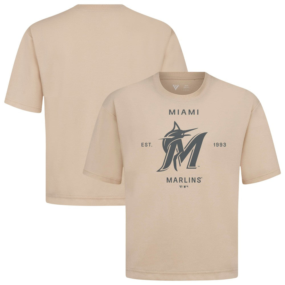 Miami Marlins Levelwear Crossway Oversized Luxe Signature Knit T-Shirt | MLB New