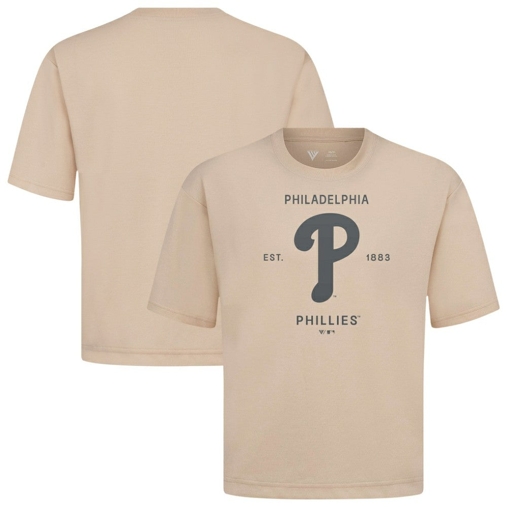 Philadelphia Phillies Levelwear Crossway Oversized Luxe Signature Knit T-Shirt | MLB Shop