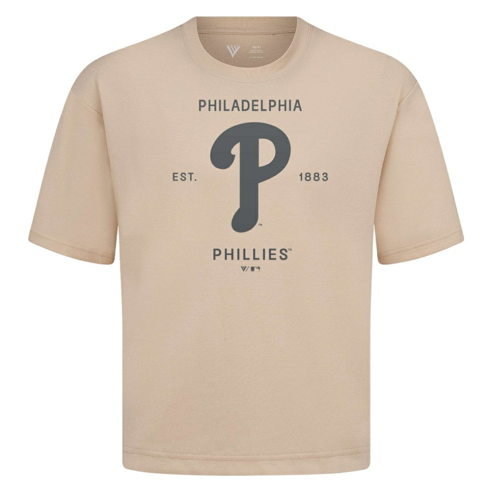 Philadelphia Phillies Levelwear Crossway Oversized Luxe Signature Knit T-Shirt | MLB Shop