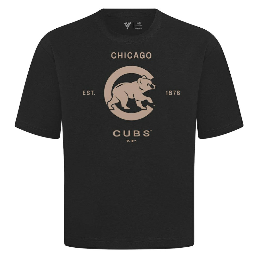 Chicago Cubs Levelwear Crossway Oversized Luxe Signature Knit T-Shirt | MLB Outlet