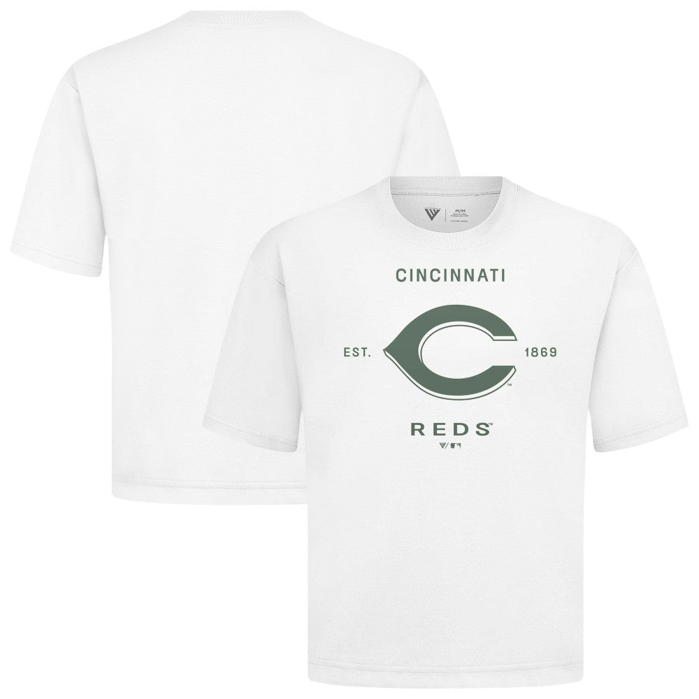 Cincinnati Reds Levelwear Crossway Oversized Luxe Signature Knit T-Shirt | MLB Sale