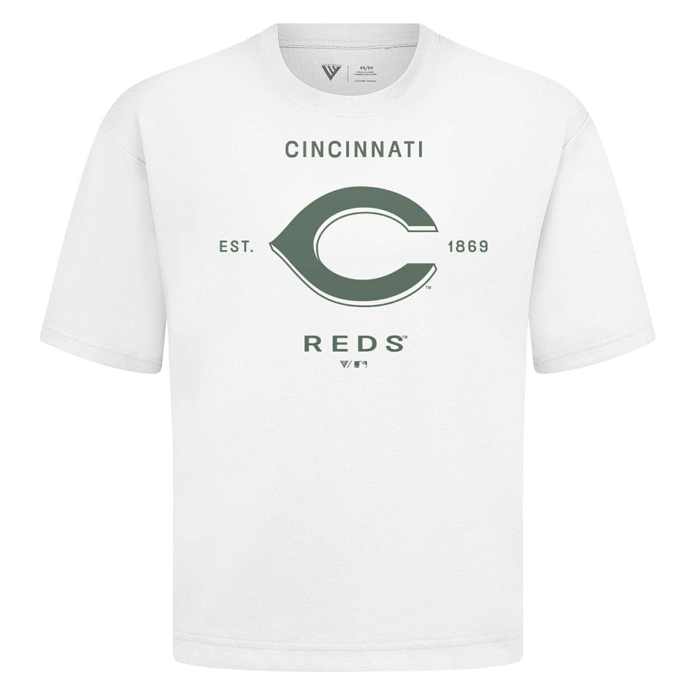Cincinnati Reds Levelwear Crossway Oversized Luxe Signature Knit T-Shirt | MLB Sale