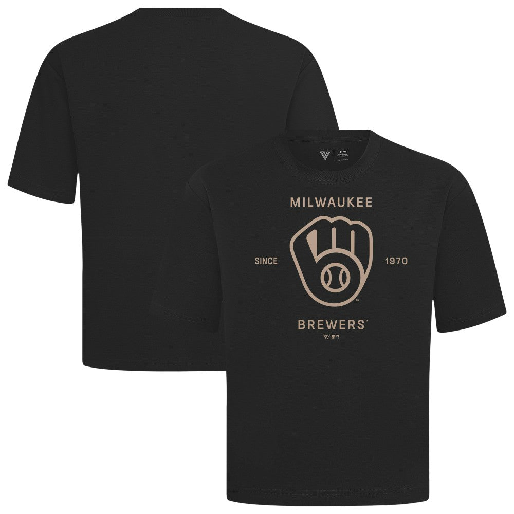 Milwaukee Brewers Levelwear Crossway Oversized Luxe Signature Knit T-Shirt | MLB For sale