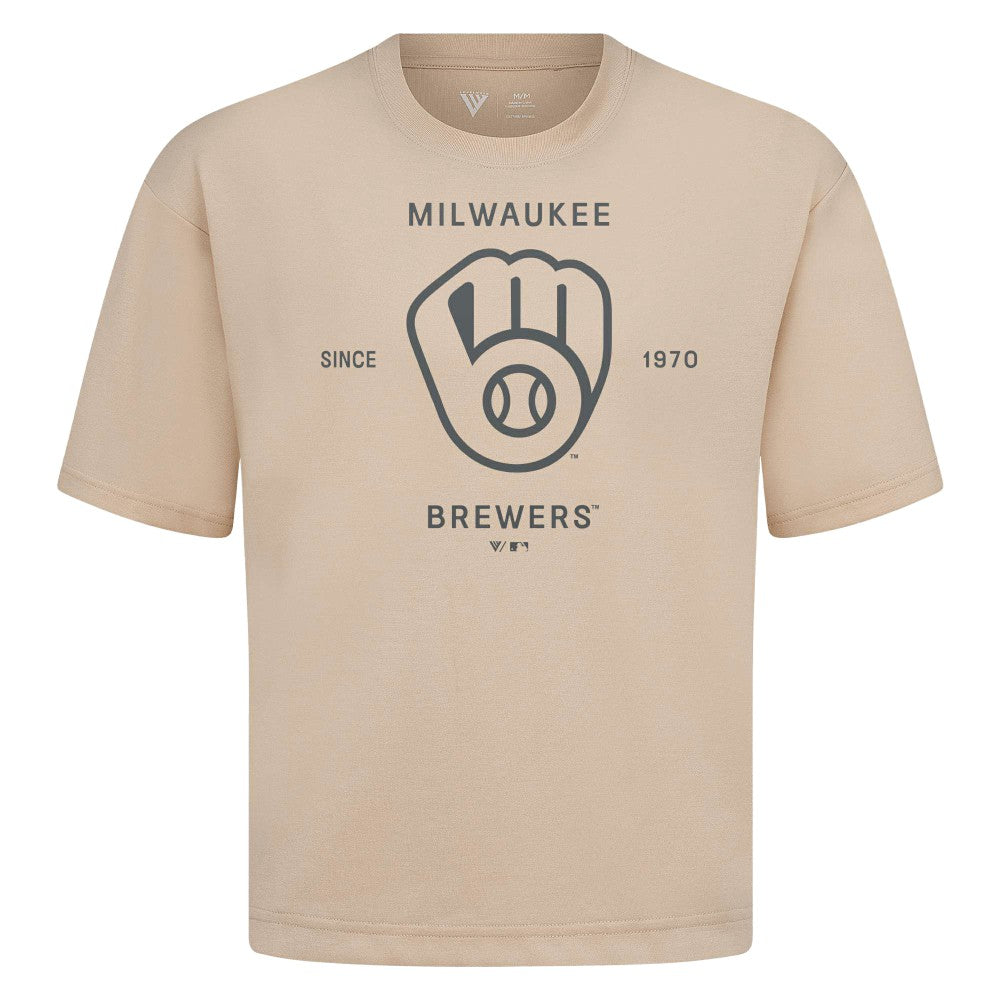 Milwaukee Brewers Levelwear Crossway Oversized Luxe Signature Knit T-Shirt | MLB Online