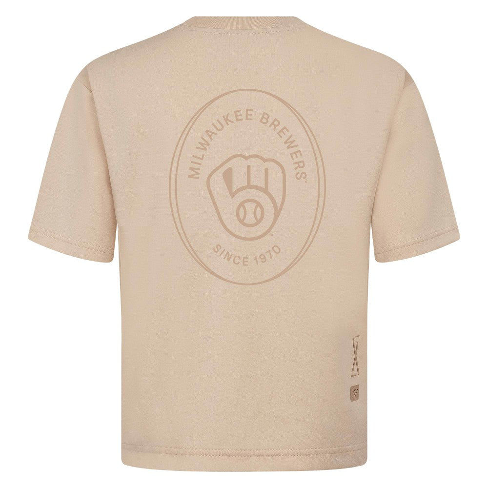 Milwaukee Brewers Levelwear Signet Oversized Luxe Signature Knit T-Shirt | MLB For sale