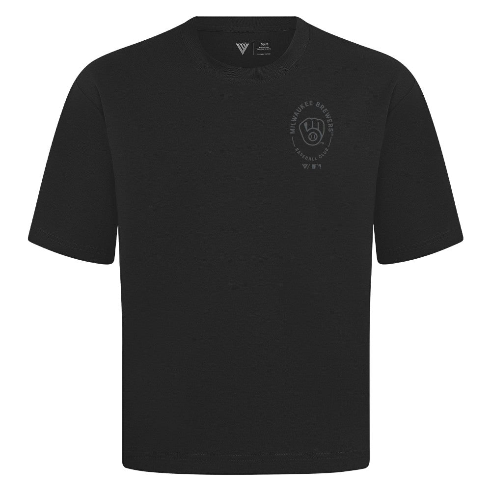 Milwaukee Brewers Levelwear Signet Oversized Luxe Signature Knit T-Shirt | MLB Outlet