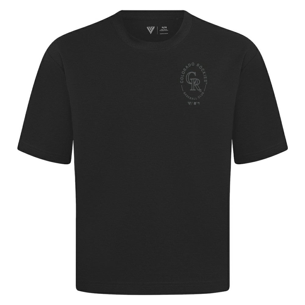 Colorado Rockies Levelwear Signet Oversized Luxe Signature Knit T-Shirt | MLB For sale