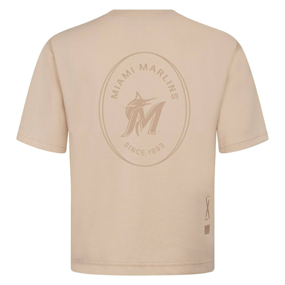 Miami Marlins Levelwear Signet Oversized Luxe Signature Knit T-Shirt | MLB For sale