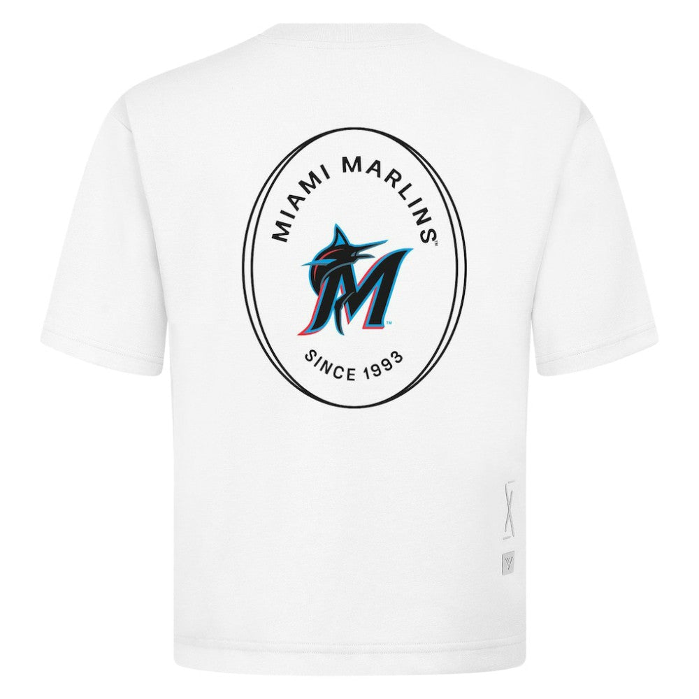 Miami Marlins Levelwear Signet Oversized Luxe Signature Knit T-Shirt | MLB Outlet