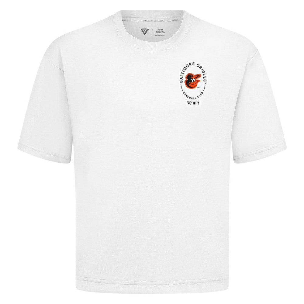 Baltimore Orioles Levelwear Signet Oversized Luxe Signature Knit T-Shirt | MLB For sale