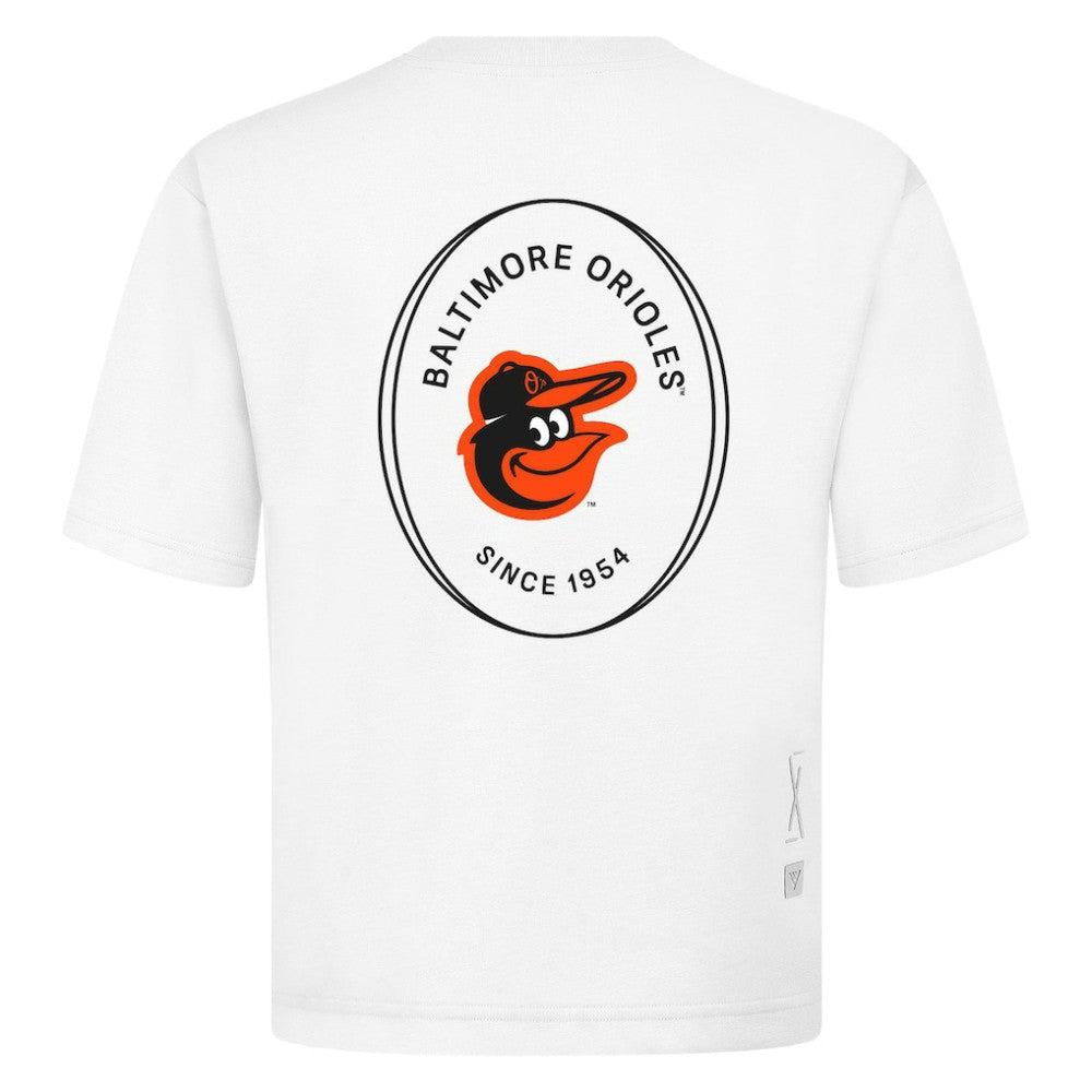 Baltimore Orioles Levelwear Signet Oversized Luxe Signature Knit T-Shirt | MLB For sale