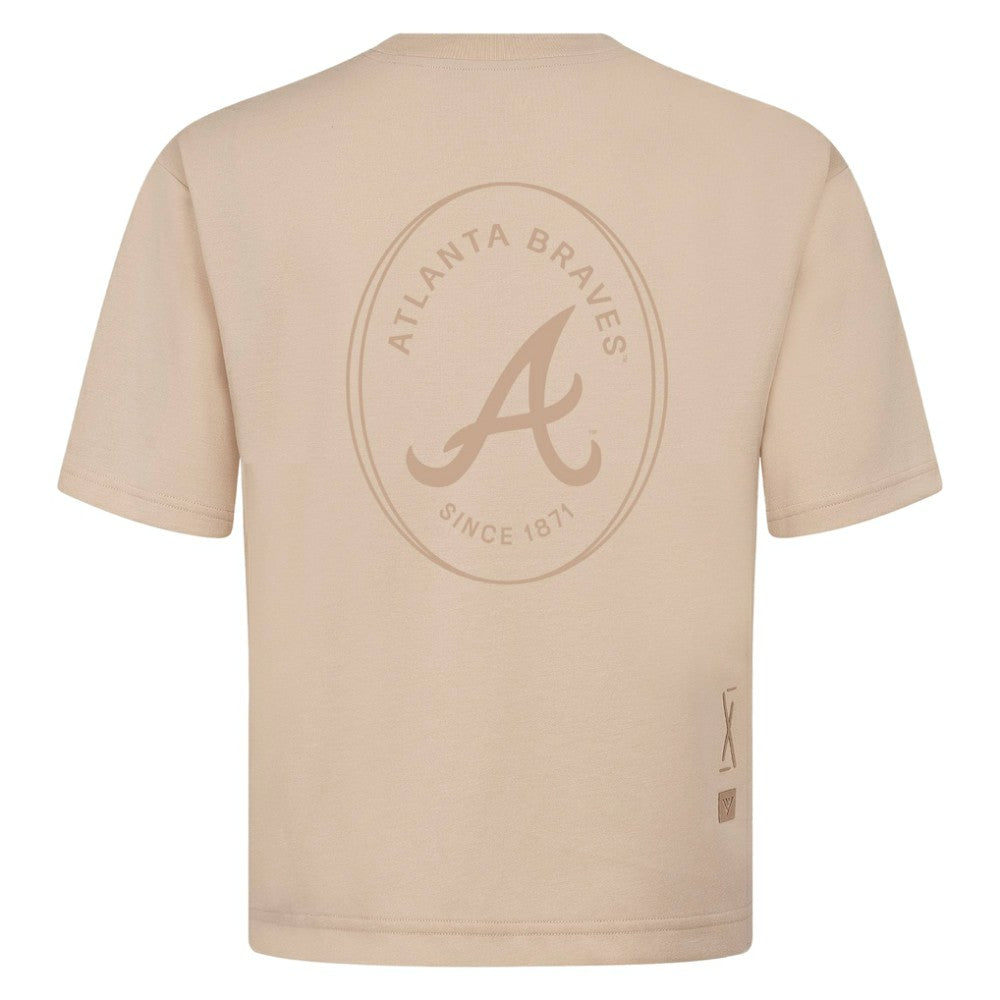 Atlanta Braves Levelwear Register Oversized Luxe Signature Knit T-Shirt | MLB Outlet