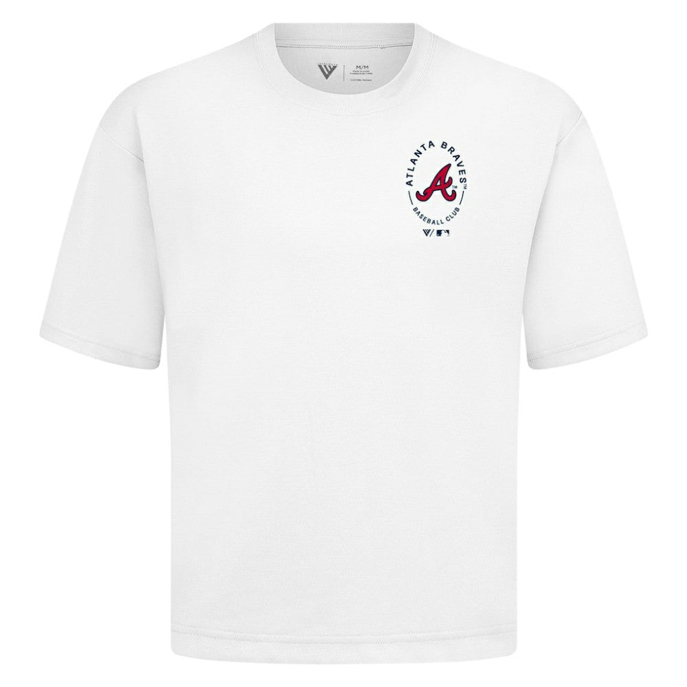Atlanta Braves Levelwear Register Oversized Luxe Signature Knit T-Shirt | MLB Outlet