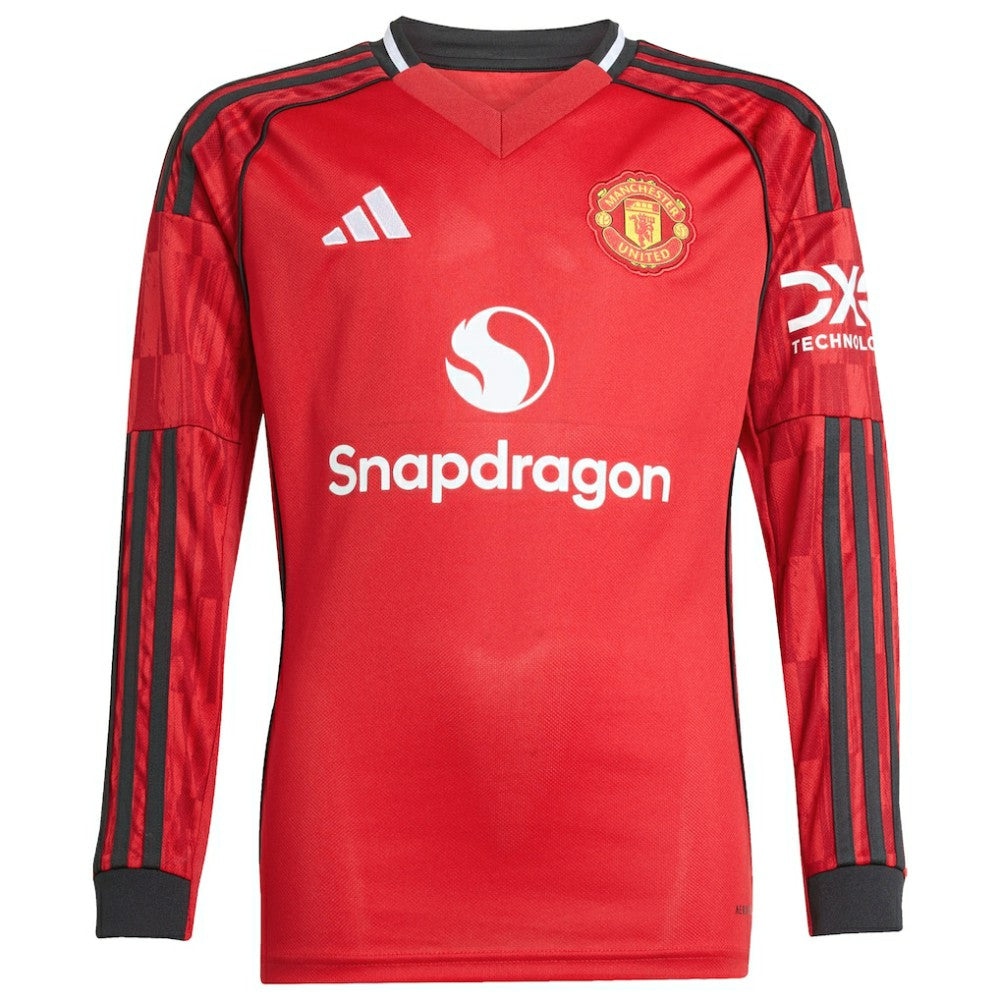 Manchester United Youth Home 2025/26 Replica Long Sleeve Jersey Red - Adidas
