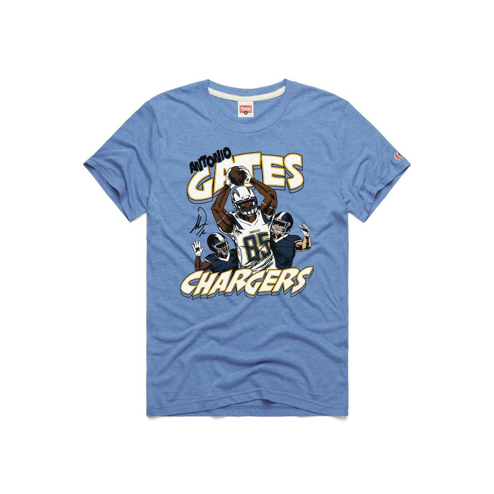 Los Angeles Chargers  Antonio Gates  Homage Unisex Caricature Retired Player Tri-Blend T-Shirt