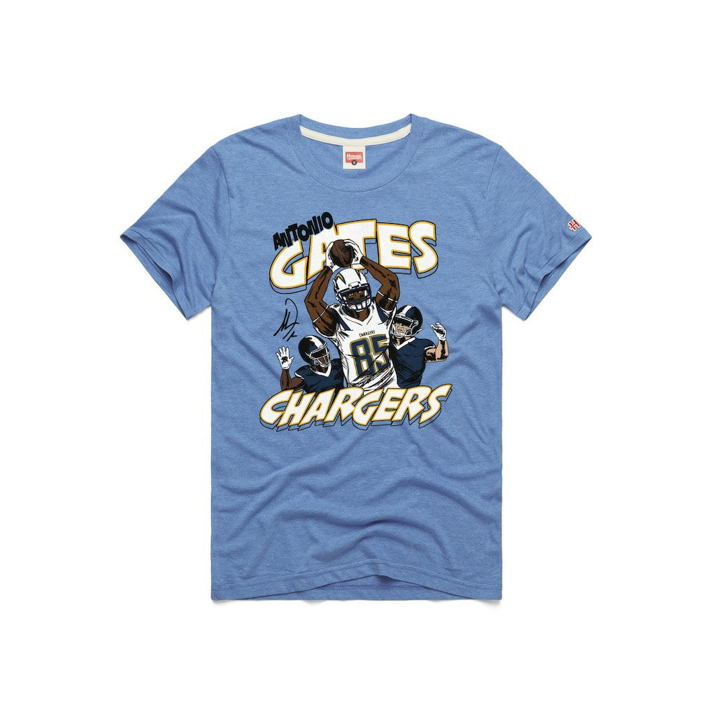 Los Angeles Chargers  Antonio Gates  Homage Unisex Caricature Retired Player Tri-Blend T-Shirt