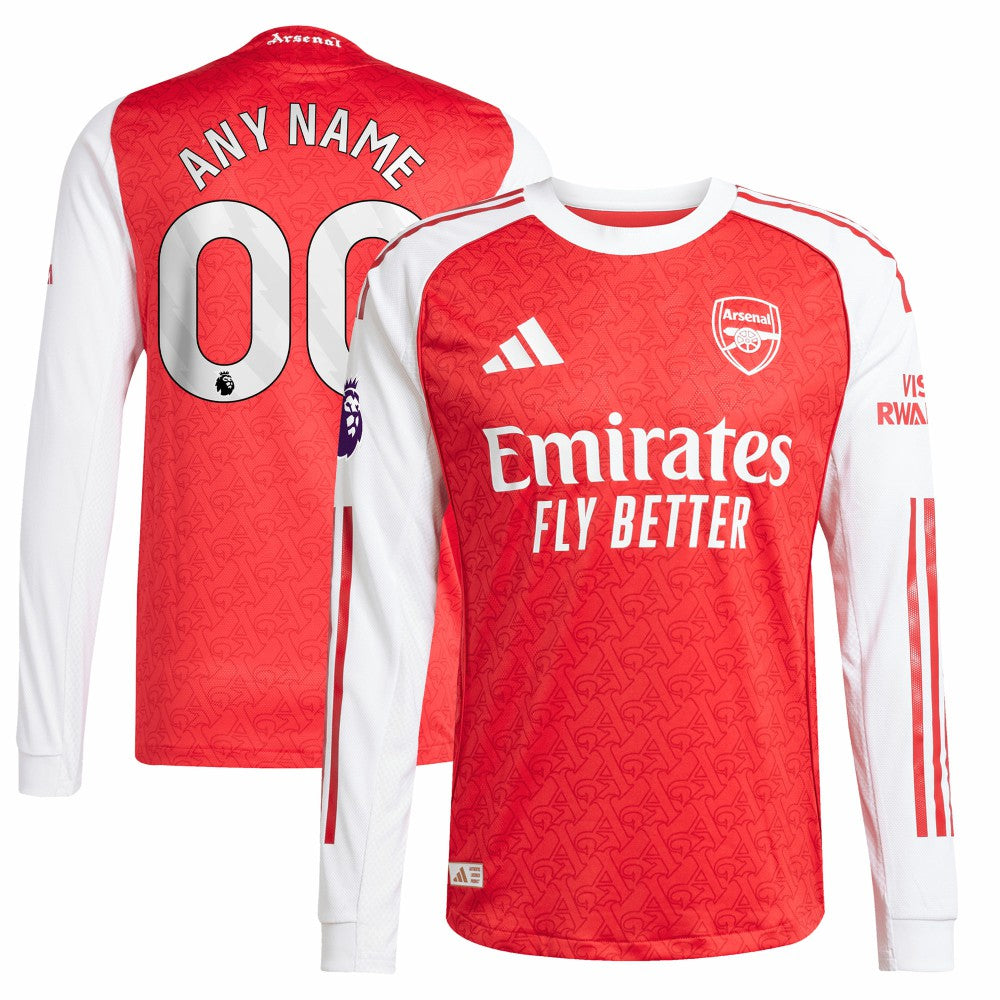 Arsenal 2025/26 Home Long Sleeve Custom Jersey Red - Adidas
