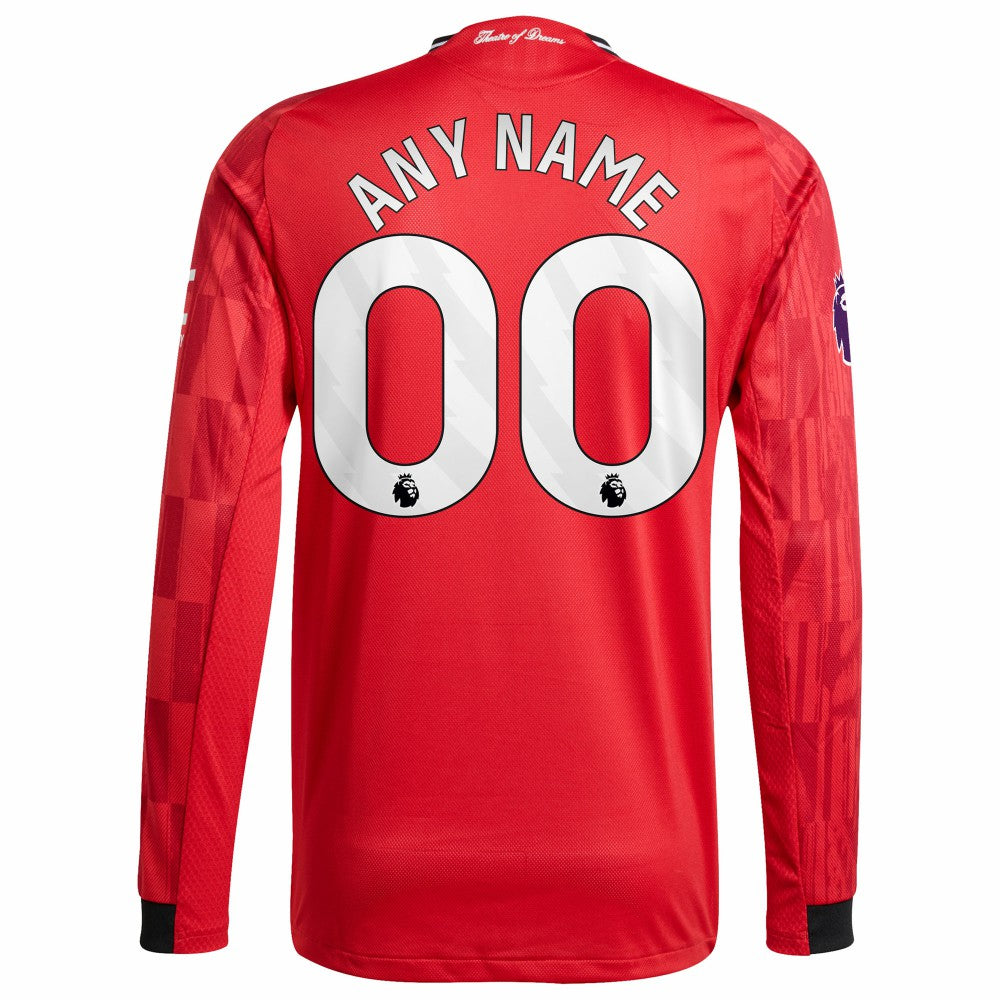 Manchester United Home 2025/26 Custom Long Sleeve Jersey Red - Adidas