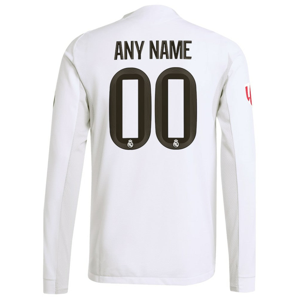 Real Madrid 2025/26 Home Long Sleeve Custom Jersey White - Adidas