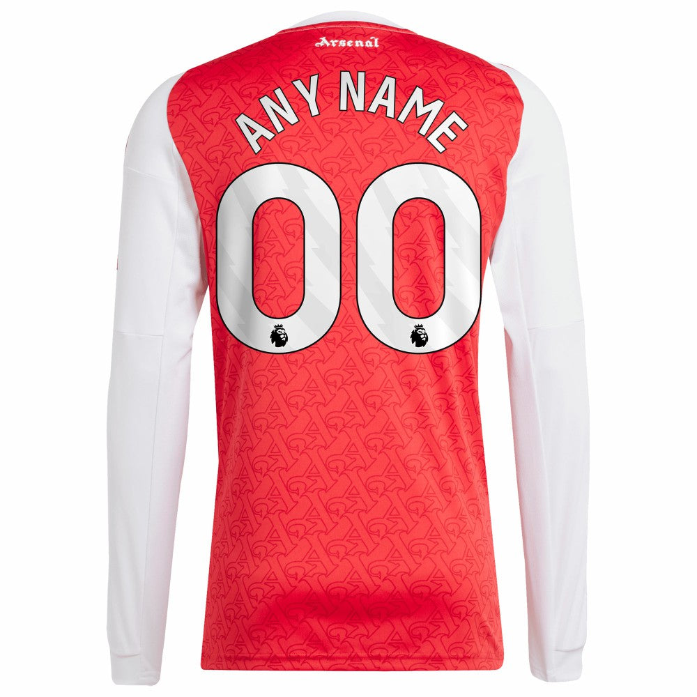 Arsenal 2025/26 Home Replica Long Sleeve Custom Jersey Red - Adidas