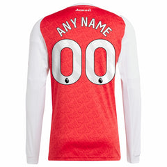 Arsenal 2025/26 Home Replica Long Sleeve Custom Jersey Red - Adidas