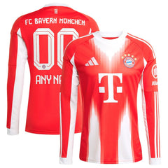 Bayern Munich 2025/26 Home Replica Long Sleeve Custom Jersey Red - Adidas