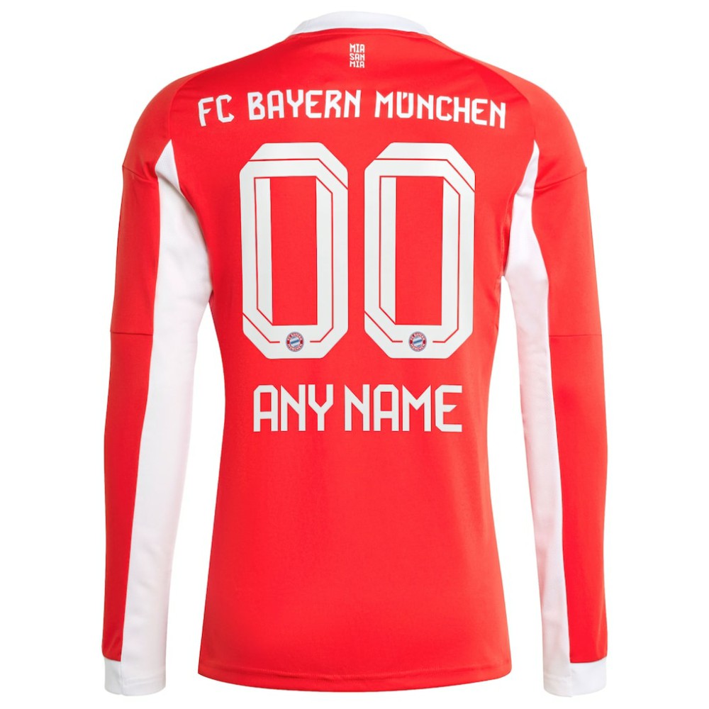 Bayern Munich 2025/26 Home Replica Long Sleeve Custom Jersey Red - Adidas