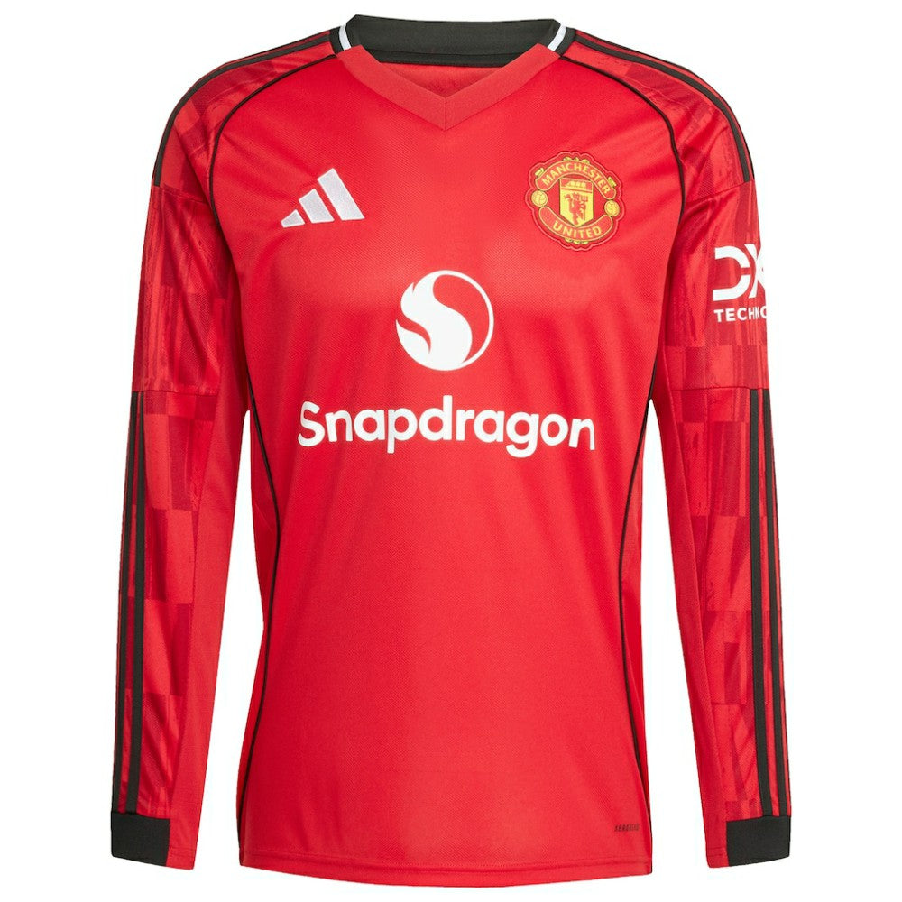 Manchester United Home 2025/26 Custom Replica Long Sleeve Jersey Red - Adidas