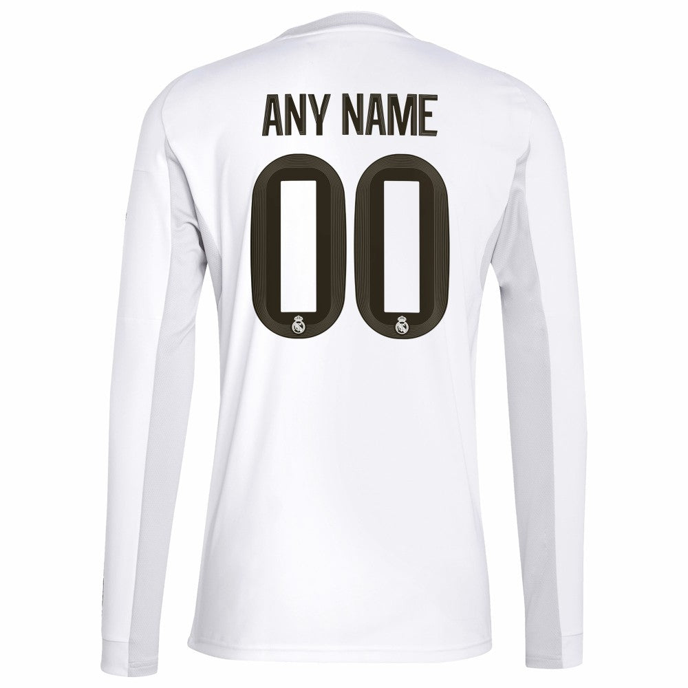 Real Madrid 2025/26 Home Replica Long Sleeve Custom Jersey White - Adidas