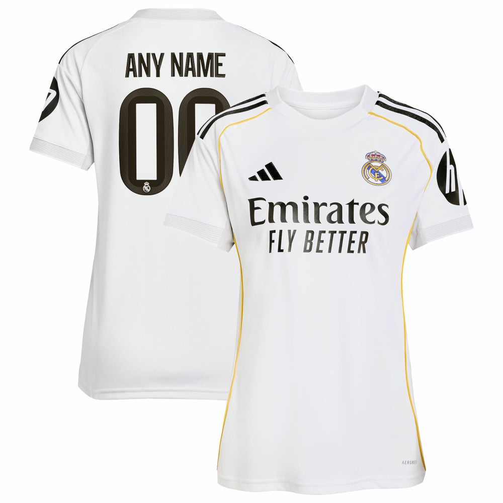 Real Madrid Women's 2025/26 Home Replica Custom Jersey White - Adidas
