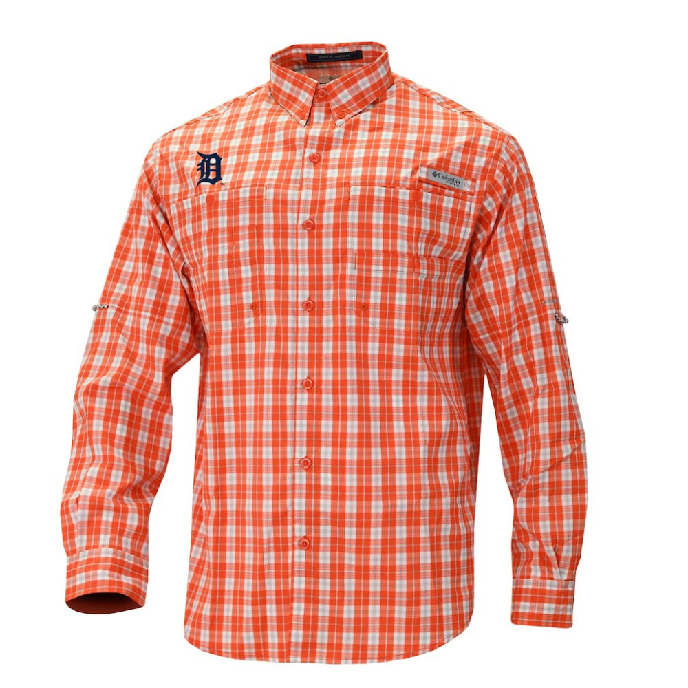 Detroit Tigers Columbia Super Tamiami Omni-Shade Long Sleeve Button-Down Shirt | MLB For sale