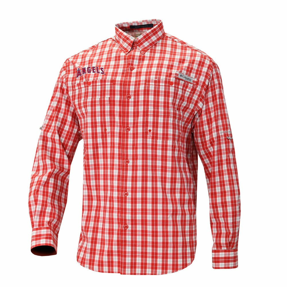 Los Angeles Angels Columbia Super Tamiami Omni-Shade Long Sleeve Button-Down Shirt | MLB Discount