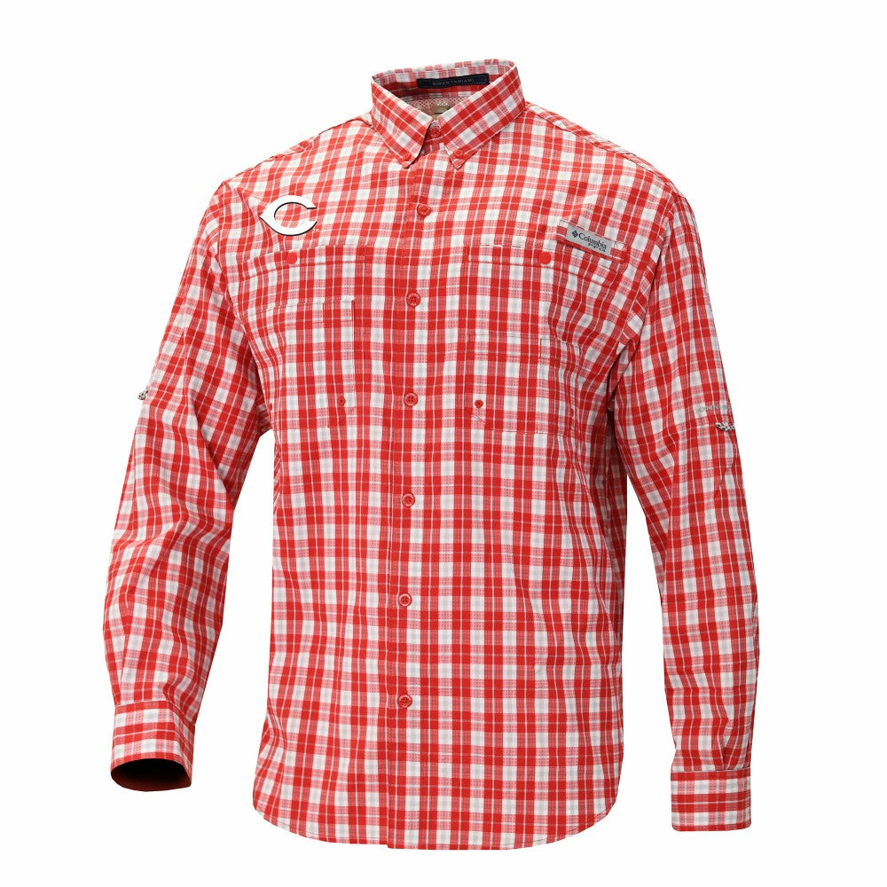 Cincinnati Reds Columbia Super Tamiami Omni-Shade Long Sleeve Button-Down Shirt | MLB Online