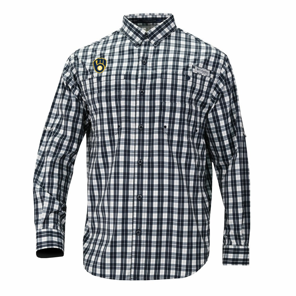 Milwaukee Brewers Columbia Super Tamiami Omni-Shade Long Sleeve Button-Down Shirt | MLB For sale