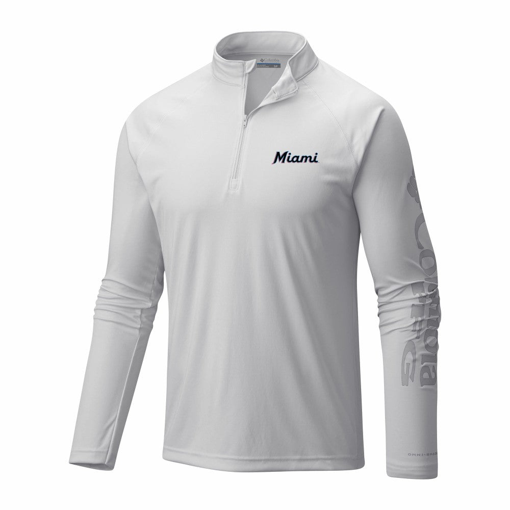 Miami Marlins Columbia Terminal Tackle Omni-Wick Raglan Quarter-Zip Pullover | MLB Online