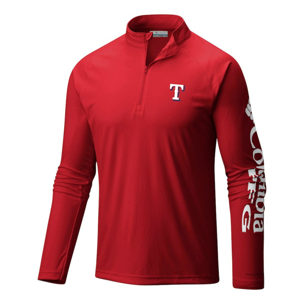 Texas Rangers Columbia Terminal Tackle Omni-Wick Raglan Quarter-Zip Pullover | MLB For sale