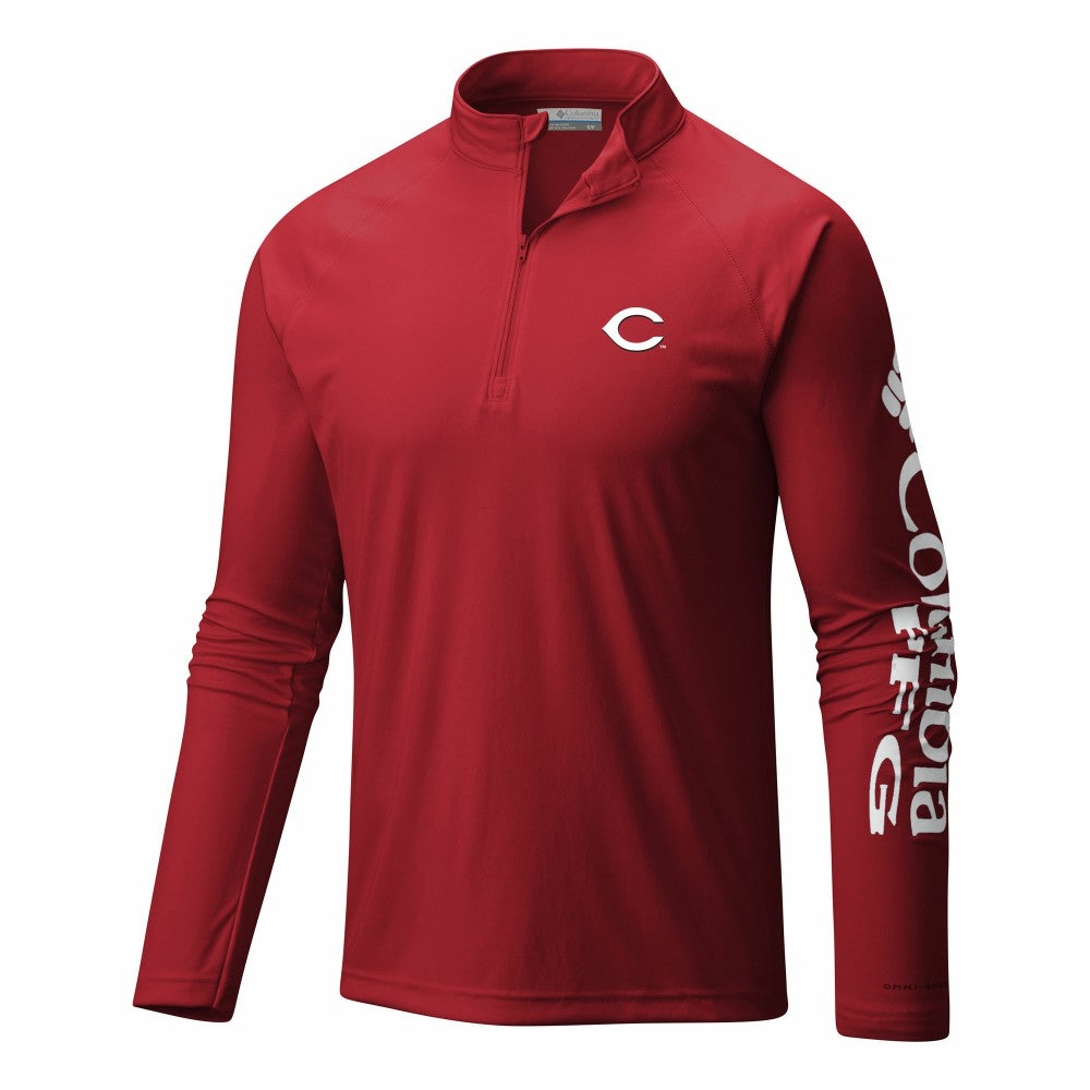 Cincinnati Reds Columbia Terminal Tackle Omni-Wick Raglan Quarter-Zip Pullover | MLB For sale