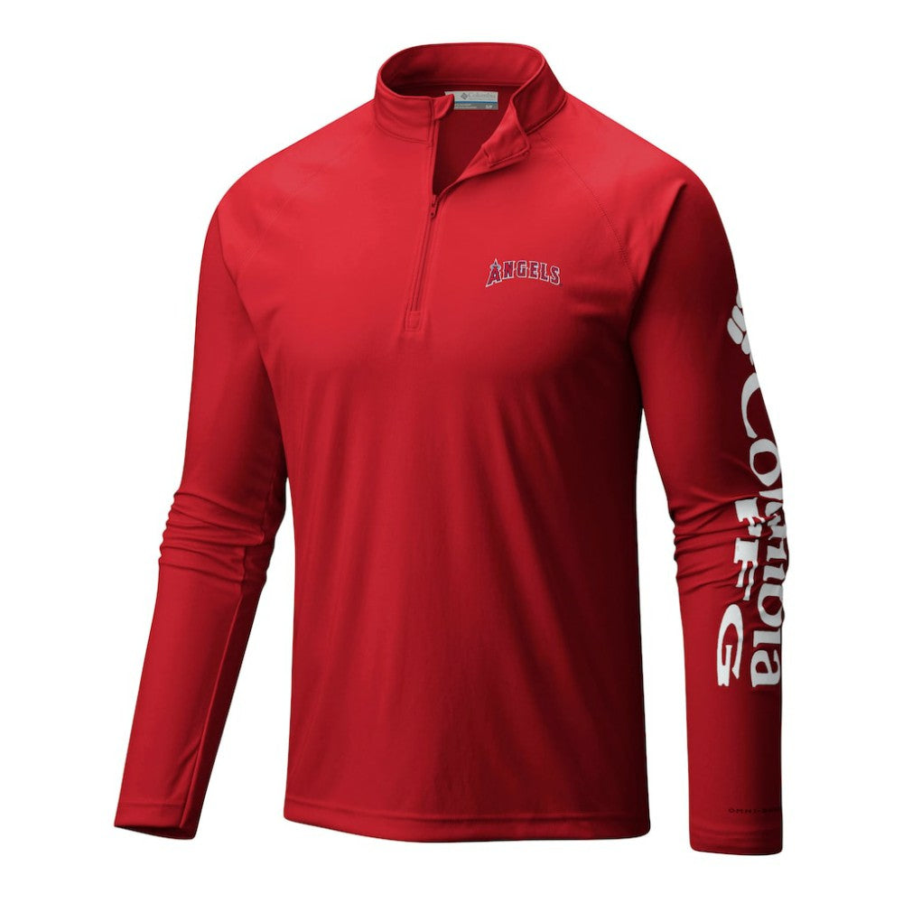 Los Angeles Angels Columbia Terminal Tackle Omni-Wick Raglan Quarter-Zip Pullover | MLB On Sale