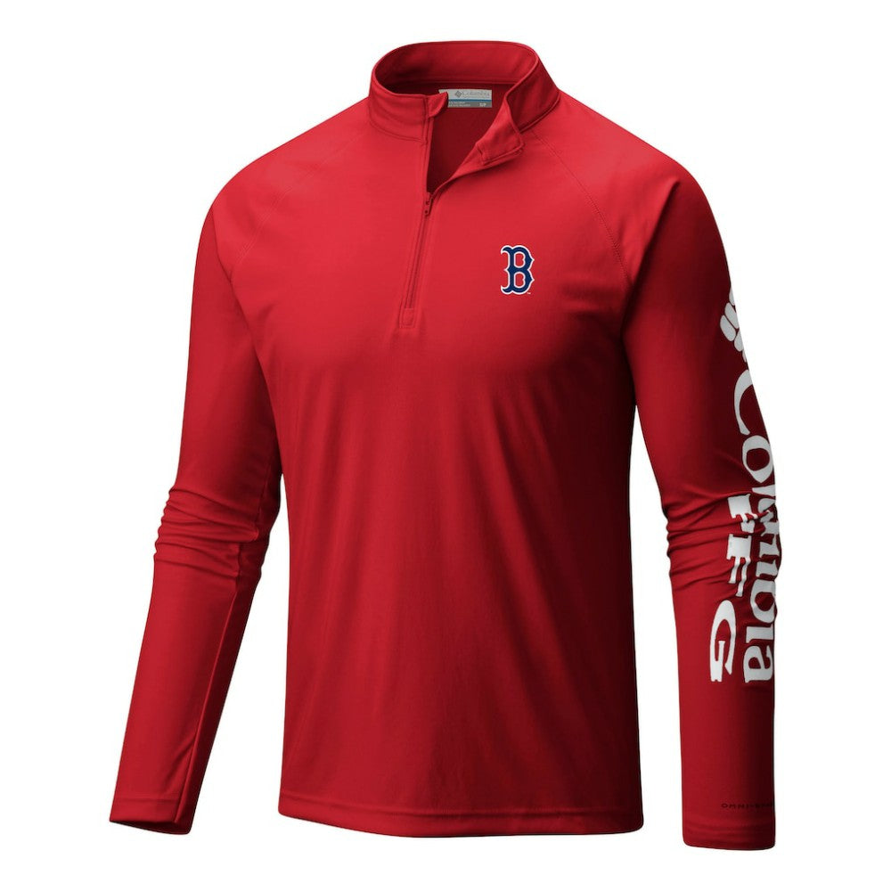 Boston Red Sox Columbia Terminal Tackle Omni-Wick Raglan Quarter-Zip Pullover | MLB Online