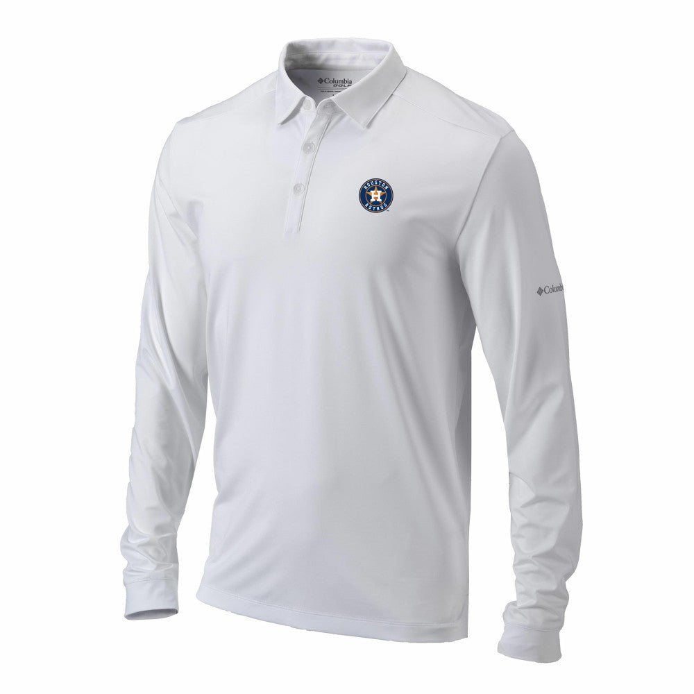Houston Astros Columbia Omni-Wick Pin High Long Sleeve Polo | MLB On Sale