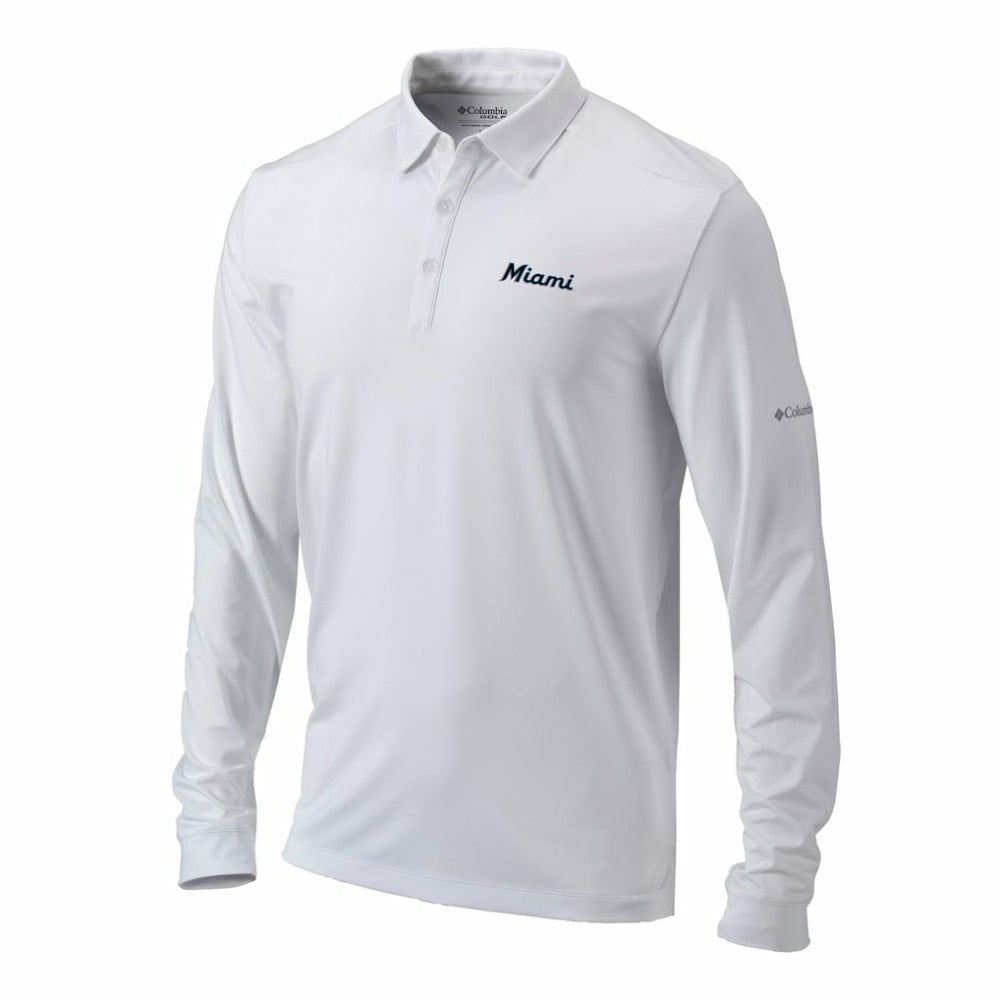 Miami Marlins Columbia Omni-Wick Pin High Long Sleeve Polo | MLB Outlet