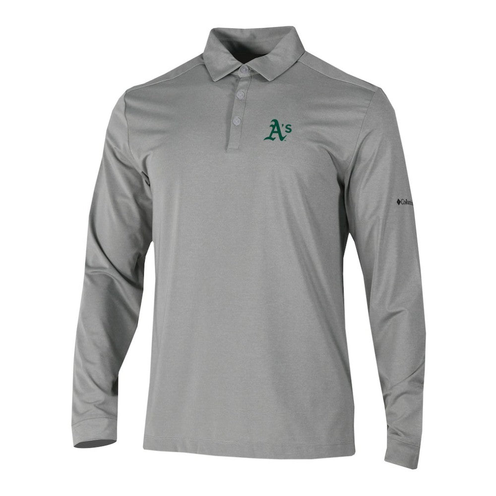 Athletics Columbia Omni-Wick Pin High Long Sleeve Polo | MLB Outlet