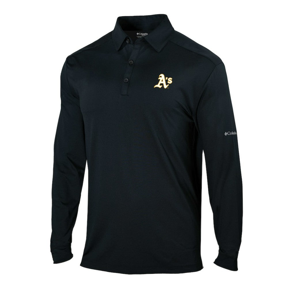 Athletics Columbia Omni-Wick Pin High Long Sleeve Polo | MLB US