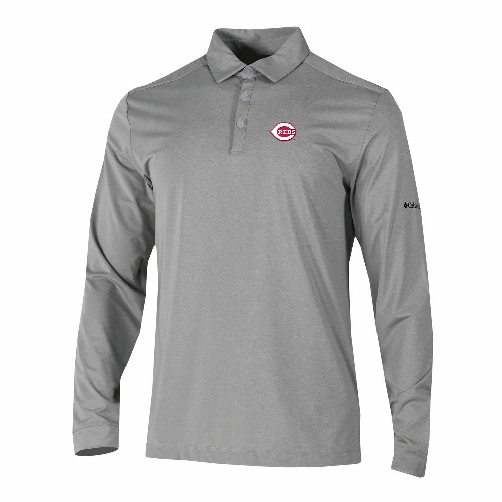 Cincinnati Reds Columbia Omni-Wick Pin High Long Sleeve Polo | MLB For sale